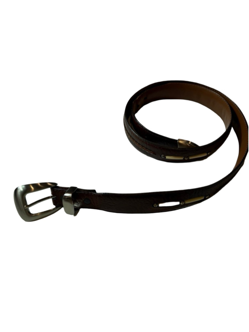 Orvis Brown Leather Western Ivory Inlay Braided Belt Size 42